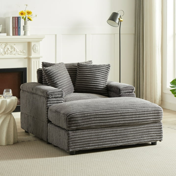 Muumblus Oversized Lounge Chair with Ottoman, Cloud Accent Reading Armchair for Living Room
