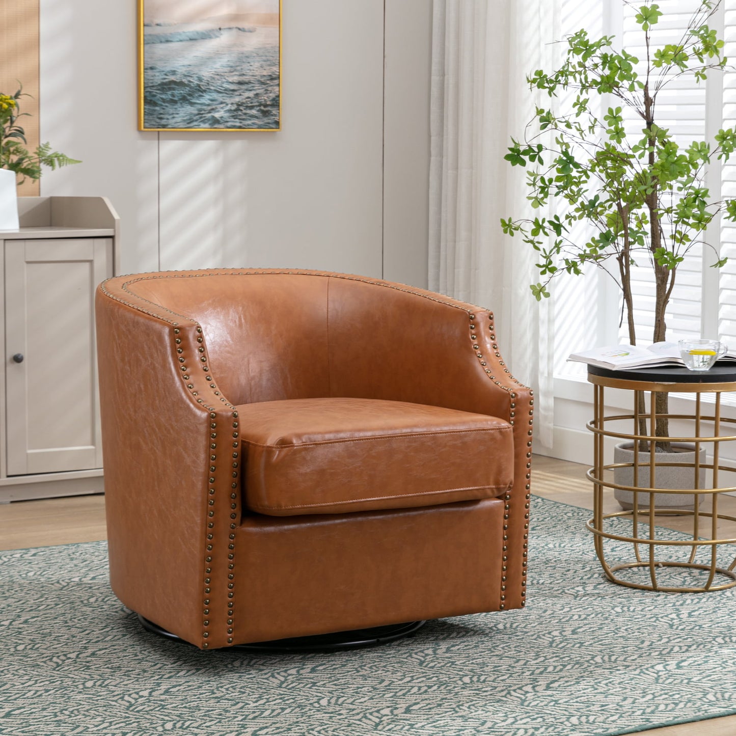 Muumblus Swivel Barrel Accent Chair, Comfy Glider Rocker for Living Room & Nursery, Modern Barrel Accent Chair Armchair Sofa Chair