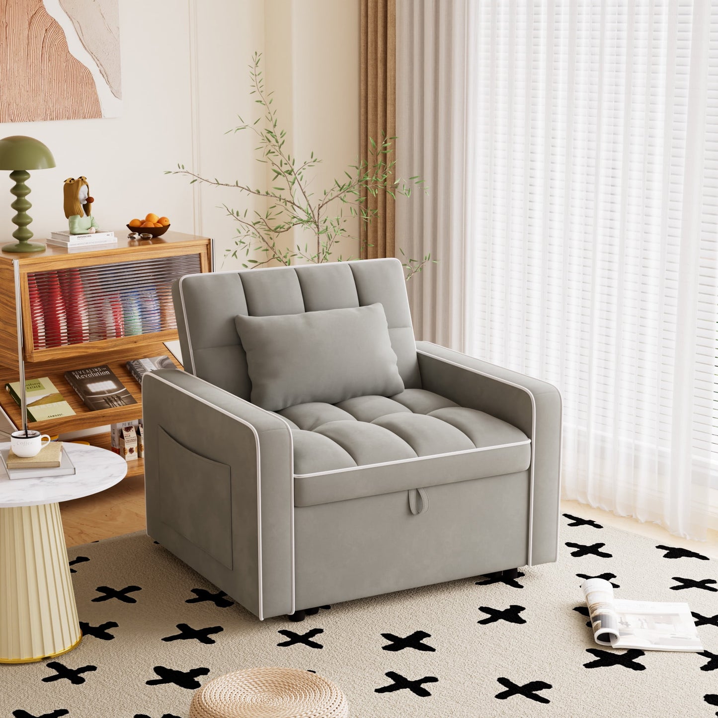 Muumblus Sleeper Sofa Chair Bed, 3-in-1 Convertible Sofa Chair
