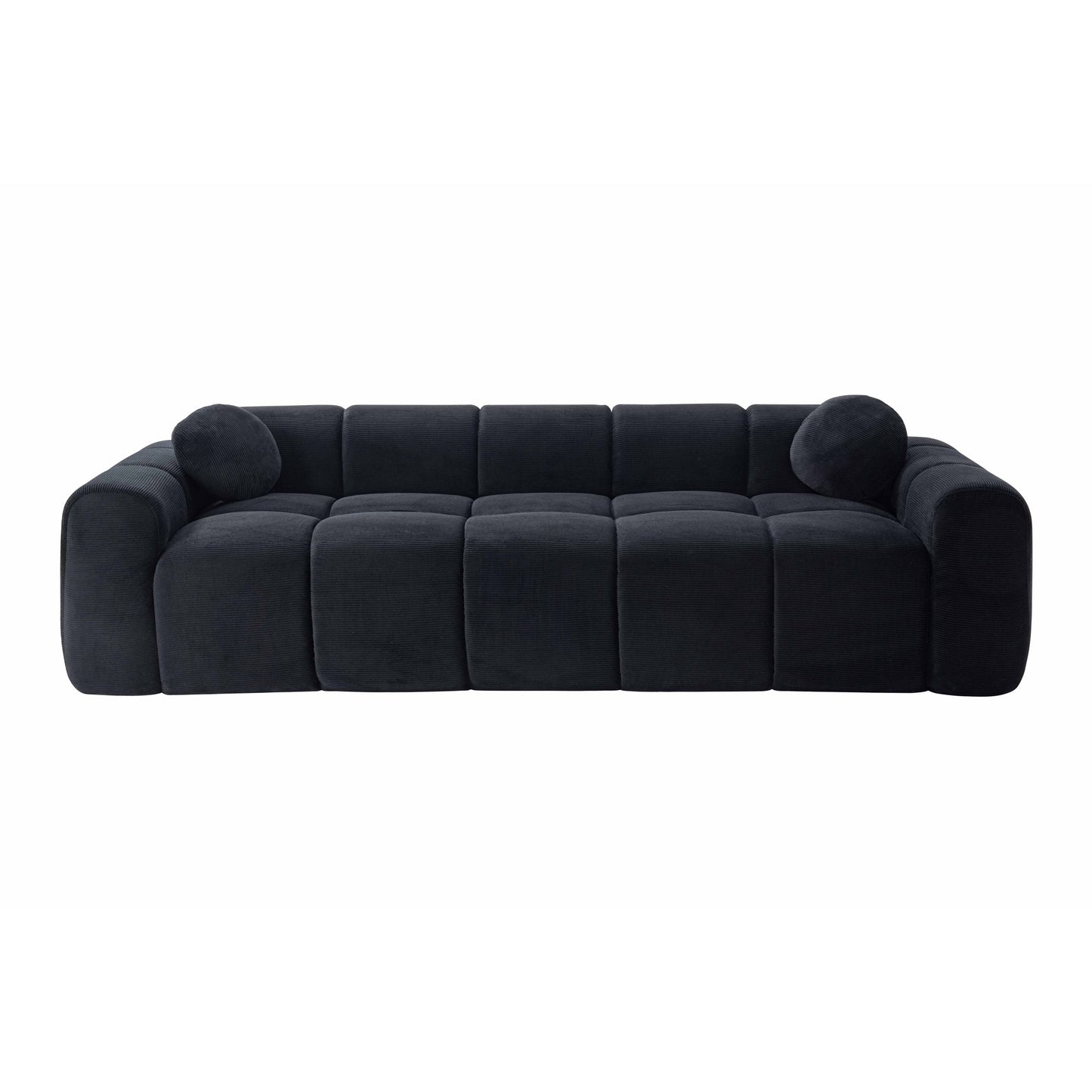 Muumblus 98" Boneless Cloud Couch, Modern Corduroy Floor Sofa, No Assembly Required Couches and Sofas for Living Room, Black