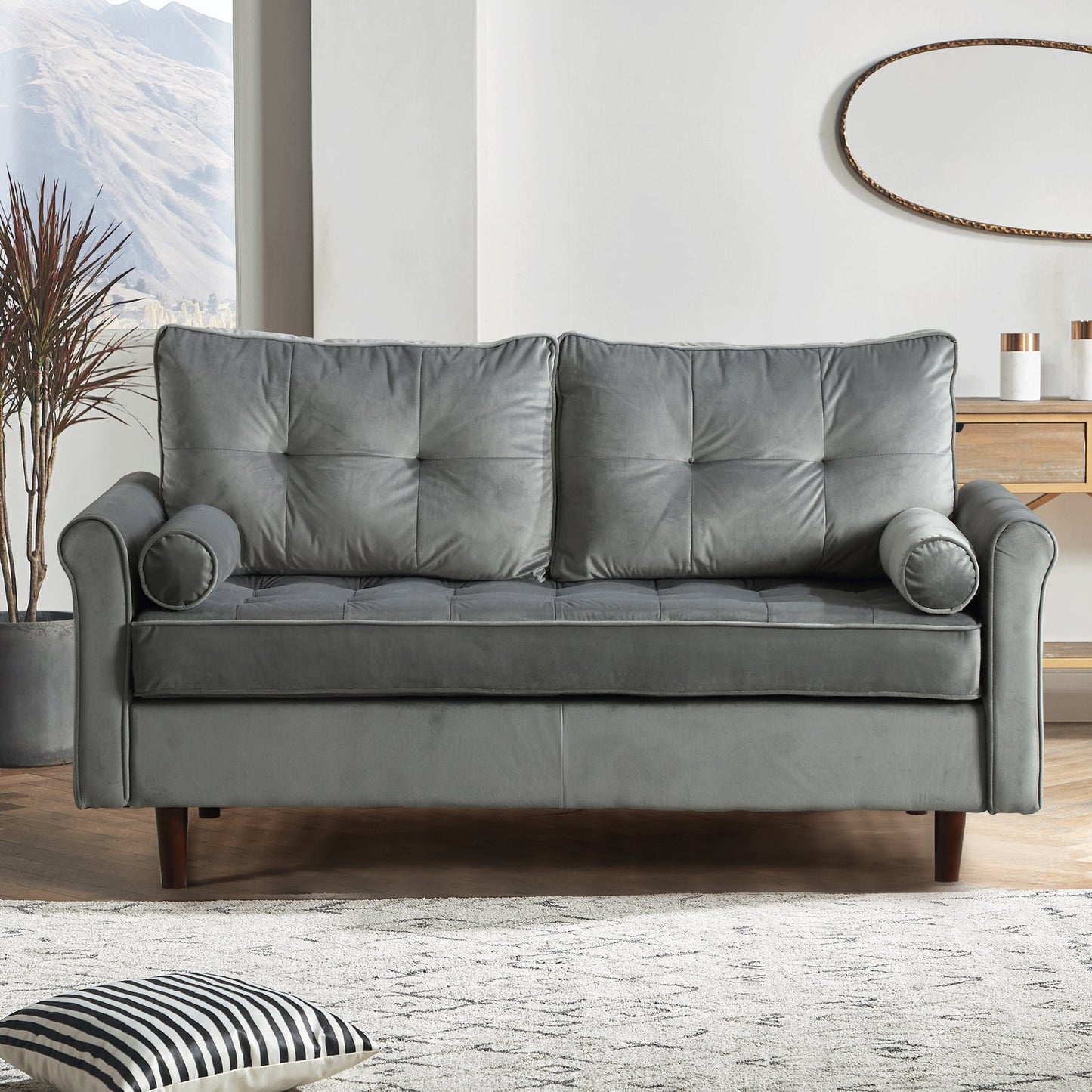 Muumblus 62" Modern Velvet Loveseat