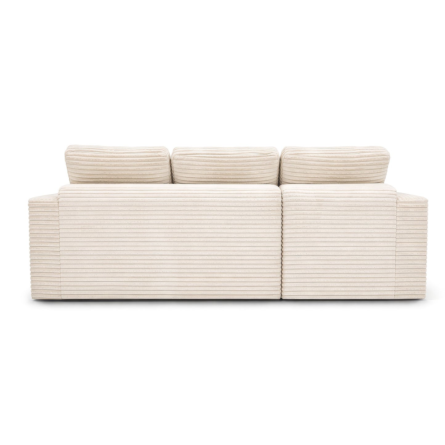 Muumblus 105" Oversized Modular Sectional Sofa with Movable Ottoman, L-Shaped Boneless Cloud Couch, Modern Sleeper Sofa for Living Room, White Corduroy