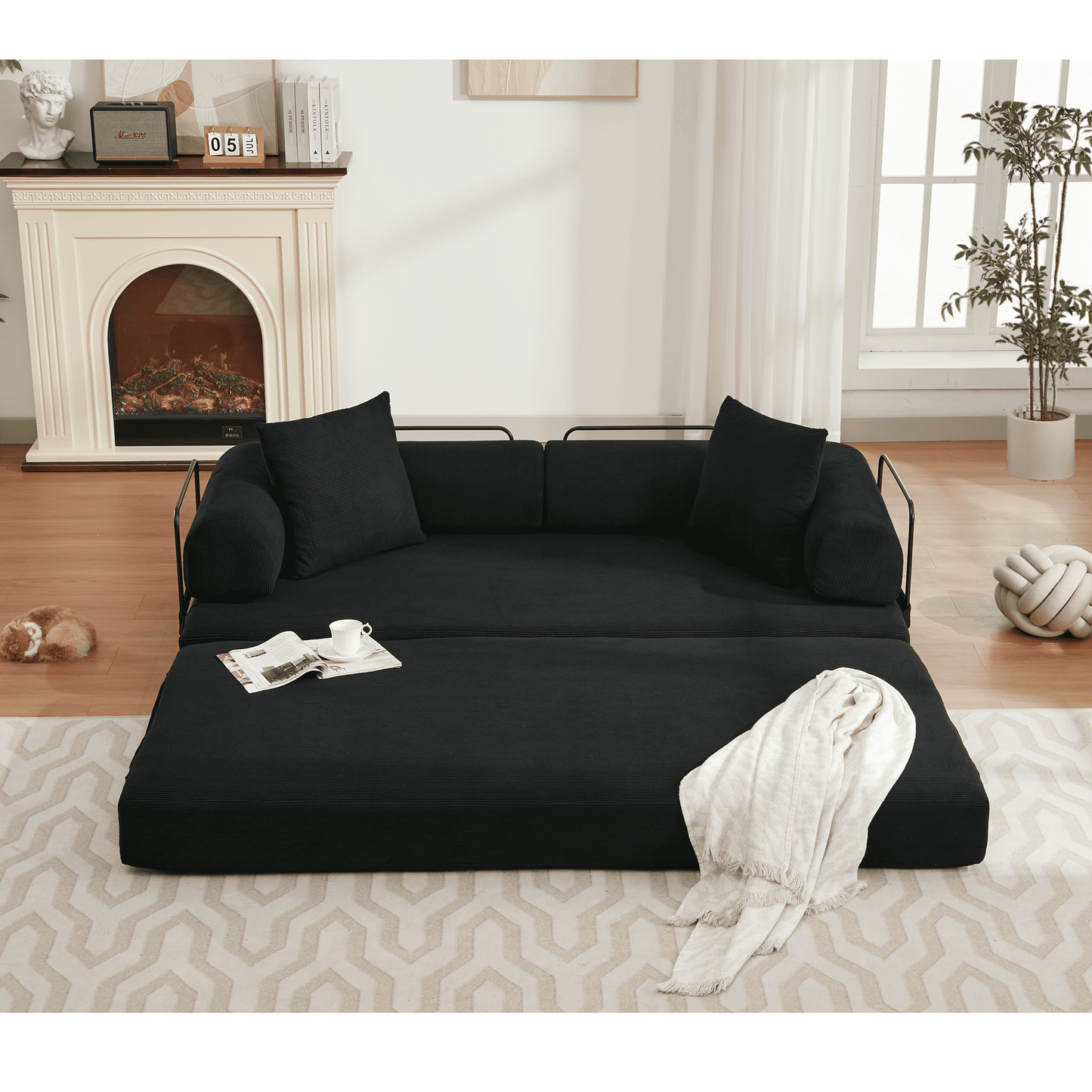 Muumblus Convertible Floor Futon Sofa Bed, Comfy Foldable Sleeper Cloud Couch for Living Room, Bedroom