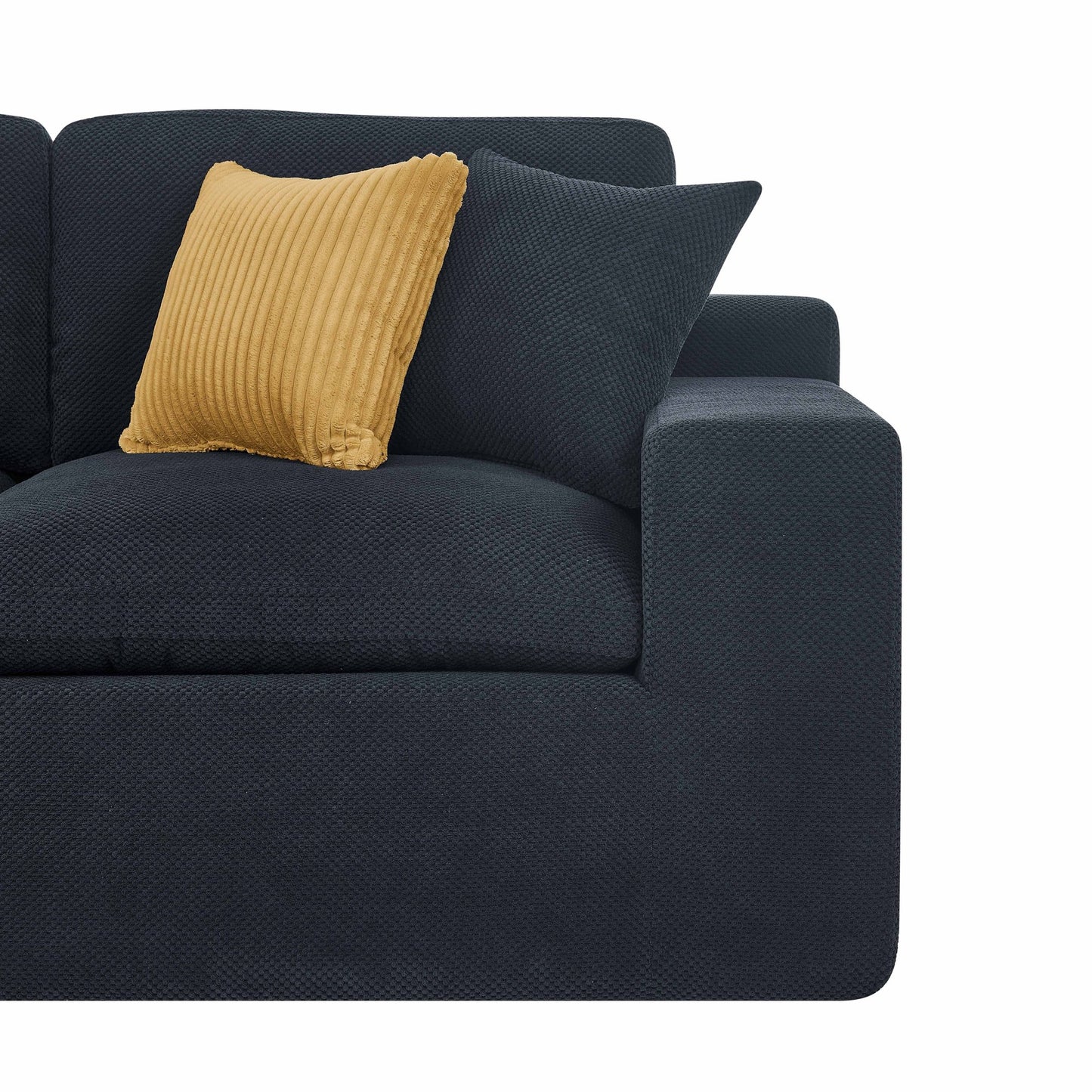 Muumblus 106" Oversized Modular Sectional Sofa with Movable Chaise, L-Shaped Boneless Cloud Couch for Living Room, Black (Left Facing Chaise)
