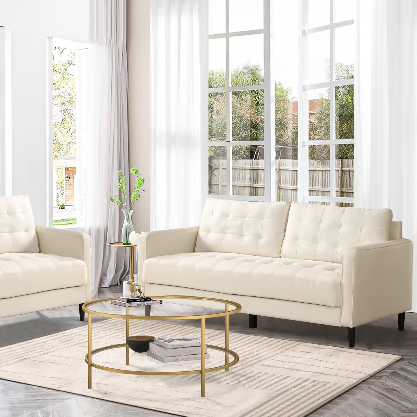 Muumblus 75 " Fabric Tufted Upholstered Sofa Couch