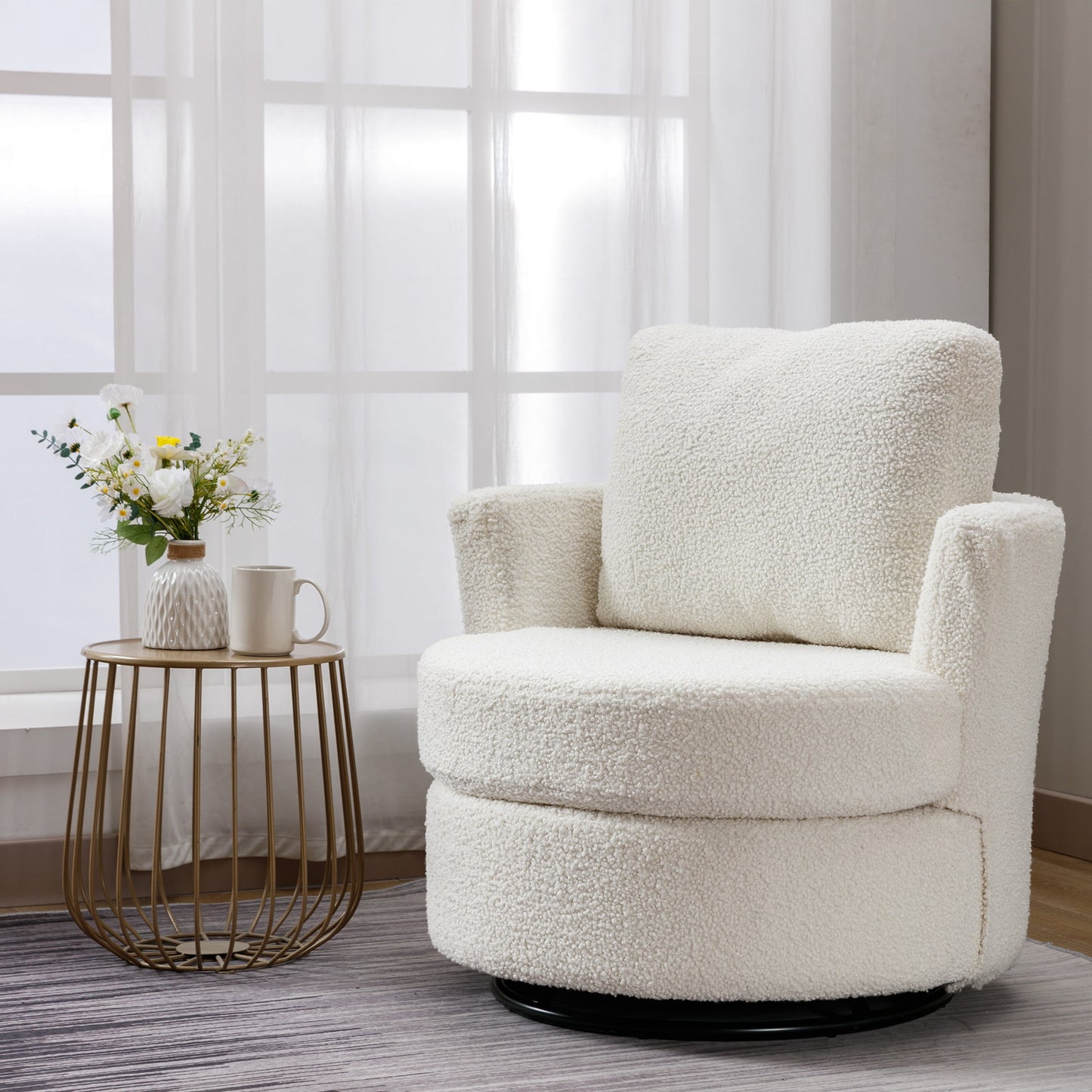 Muumblus  Chenille Swivel Chair for Living Room