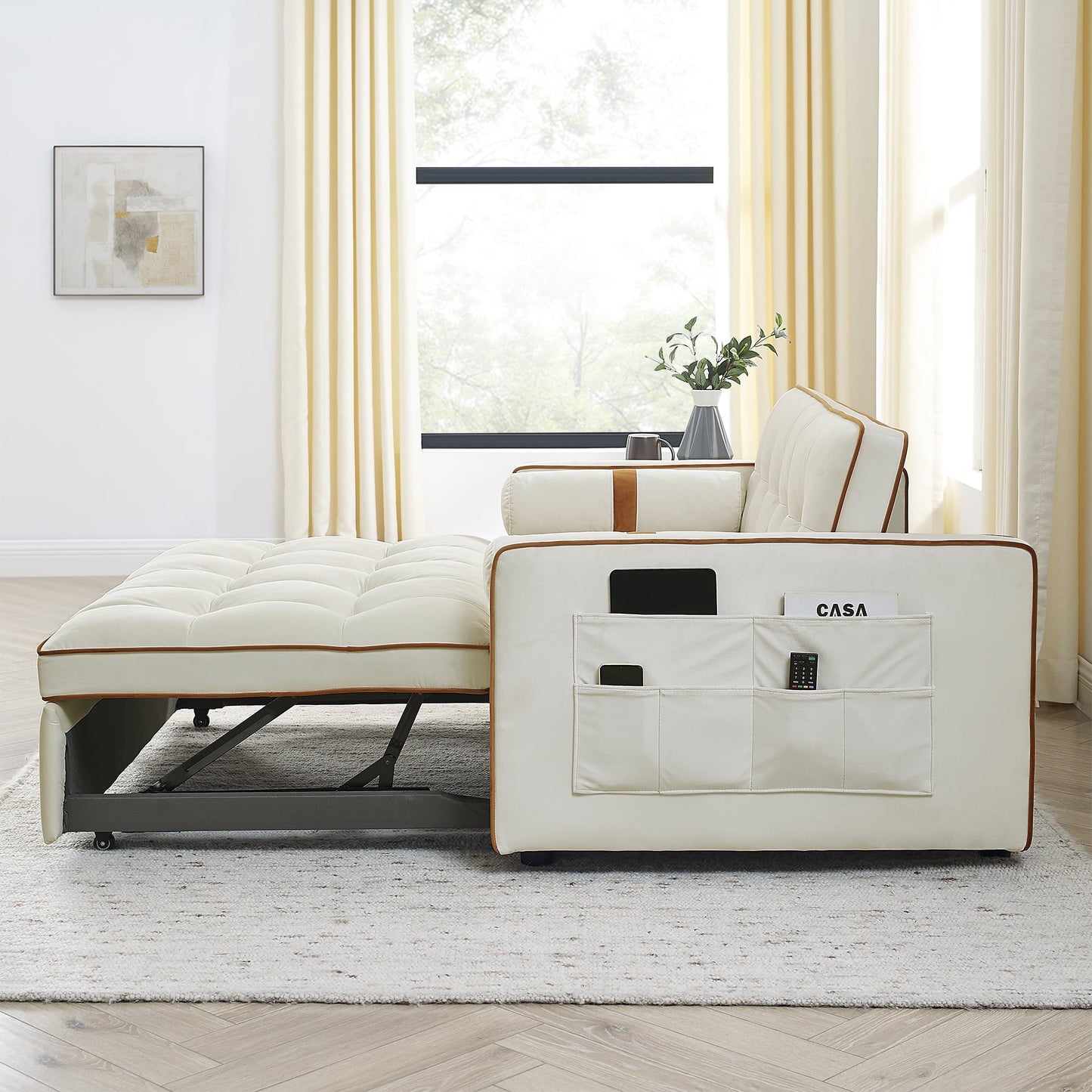 Muumblus 55" Pull Out Sofa Bed - Tufted Velvet Convertible Loveseat Sleeper Sofa Couch for Living Room
