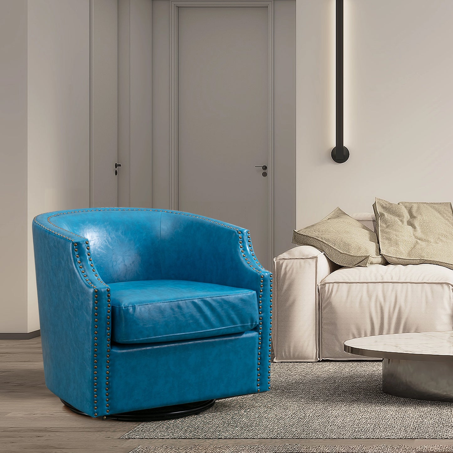 Muumblus Swivel Barrel Accent Chair, Comfy Glider Rocker for Living Room & Nursery, Modern Barrel Accent Chair Armchair Sofa Chair