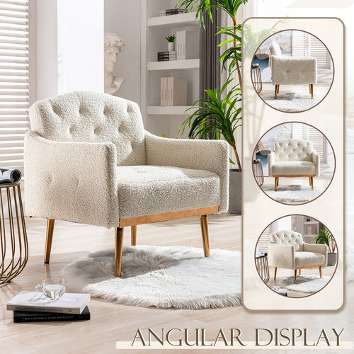 Muumblus Modern Accent Chair, Upholstered Single Sofa Chair Sherpa Arm Chair for Living Room and Bedroom