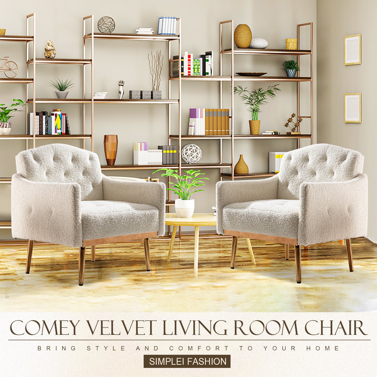 Muumblus Modern Accent Chair, Upholstered Single Sofa Chair Sherpa Arm Chair for Living Room and Bedroom