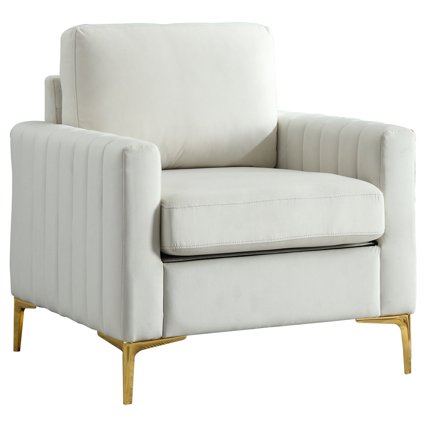 Muumblus Single Sofa Chair, Modern Adult Velvet Upholstered Accent Chair with Metal Legs, Comfy Armchair for Living Room Bedroom Study