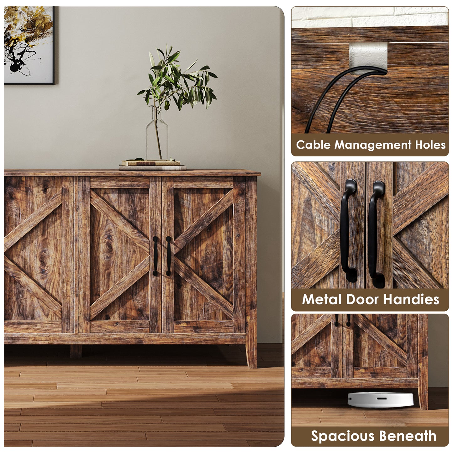 Muumblus 59" W Buffet Cabinet Sideboard Storage Cabinet with Adjustable Shelves for Living Room