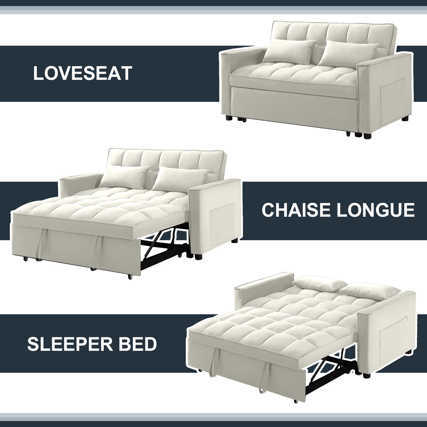 Muumblus Convertible Futon Sofa Bed, Small Space Loveseat Sleeper with Pull Out Bed, Modern Velvet Sofa Couch for Living Room, Adjsutable Backrest