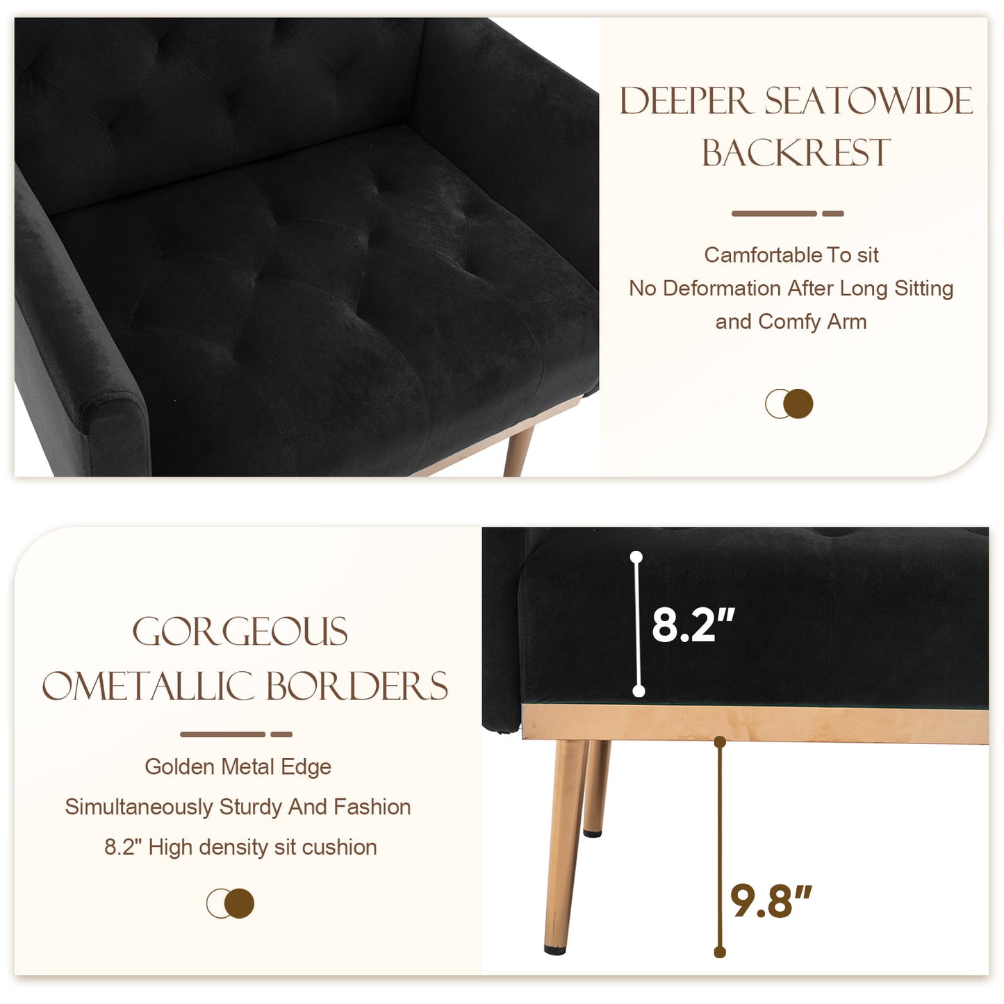 Deolme Modern Accent Chair, Upholstered Single Sofa Chair Sherpa Arm Chair for Living Room
