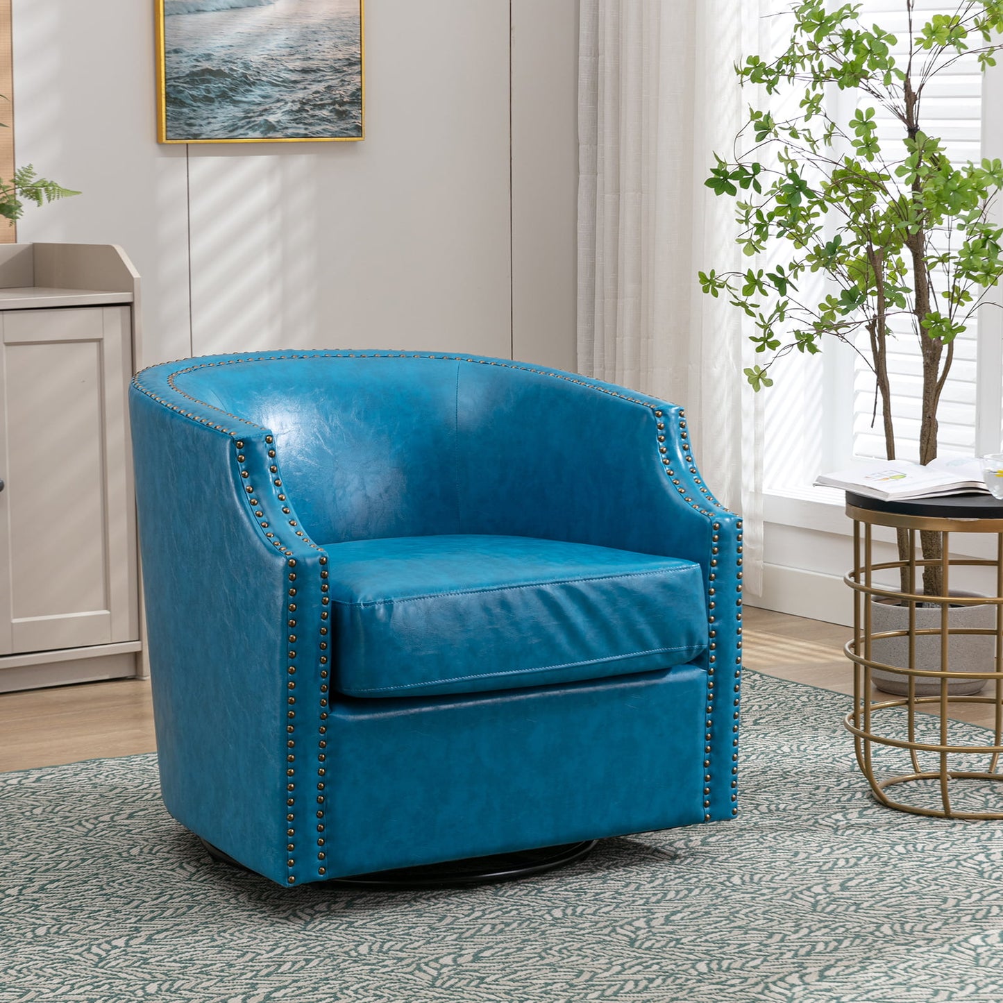 Muumblus Swivel Barrel Accent Chair, Comfy Glider Rocker for Living Room & Nursery, Modern Barrel Accent Chair Armchair Sofa Chair