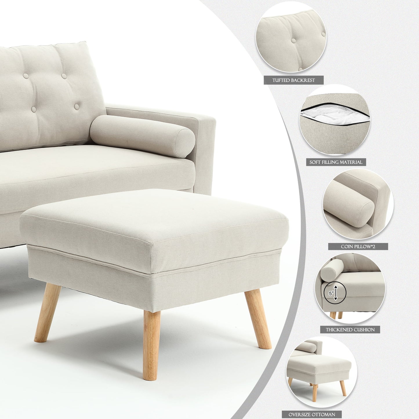 Muumblus Modern Upholstery  Living Room Set