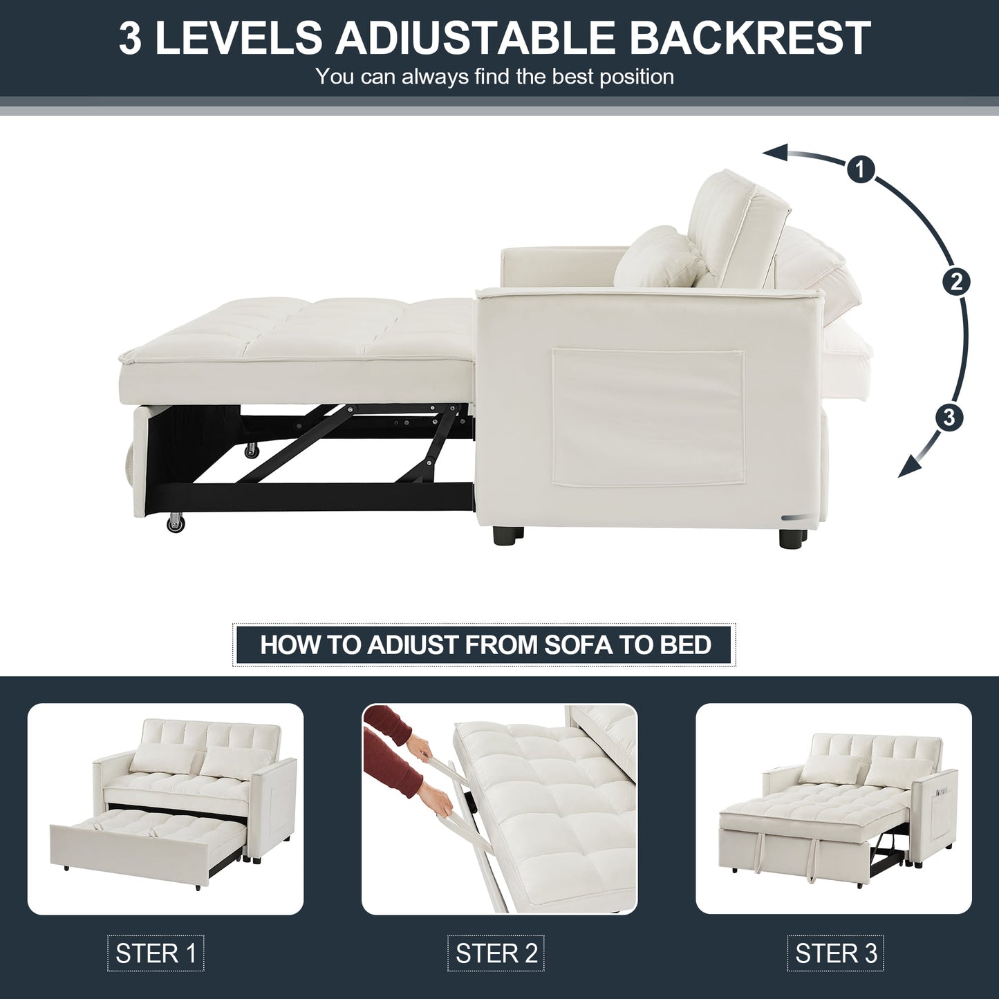 Muumblus Convertible Futon Sofa Bed, Small Space Loveseat Sleeper with Pull Out Bed, Modern Velvet Sofa Couch for Living Room, Adjsutable Backrest